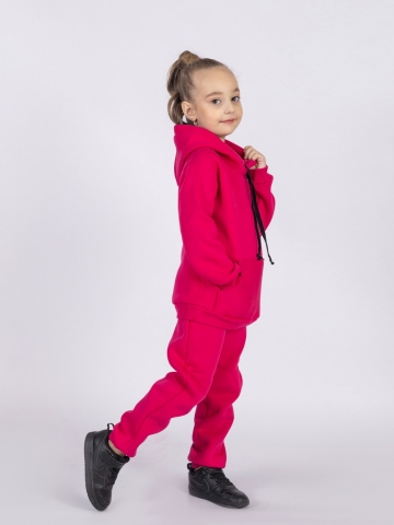 296-Ф. Свитшот с капюшоном + Штаны, хлопок 65%, 35% ПЭ, 3-х нитка (начес) фуксия 122,128,134,140