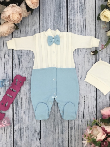 273-Г. Комбинезон с шапкой, хлопок 100% интерлок, голубой 56,62