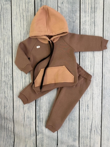 Купить оптом 296-РАЗ. Худи +Брюки детские, хлопок 65%, 35%  ПЭ, 3-х нитка (начес) разноцветный 80,86,92 в Саранске