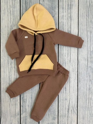 Купить оптом 296-РАЗ. Худи +Брюки детские, хлопок 65%, 35%  ПЭ, 3-х нитка (начес) разноцветный 80,86,92 в Саранске