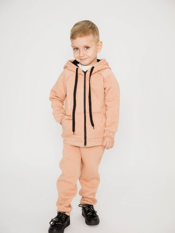 319-К. Костюм детский  на молнии, капучино, хлопок 65%, 35% ПЭ, 3-х нитка (начес) 98,104,110,116